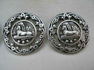 Four Antique Egyptian Revival Silver Buttons. 4