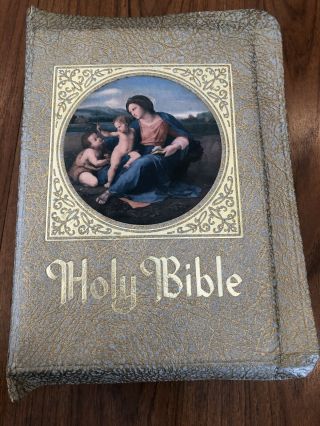 1957 Leather Holy Bible Family Rosary Commemorative Edition - The Marian Year