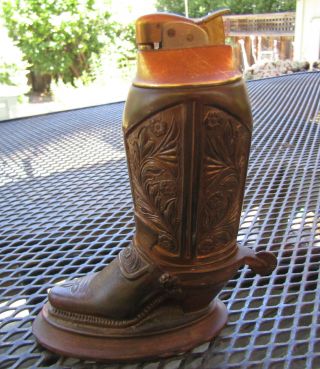 Evans Copper Color Metal Cowboy Boot Table Lighter - No Spark
