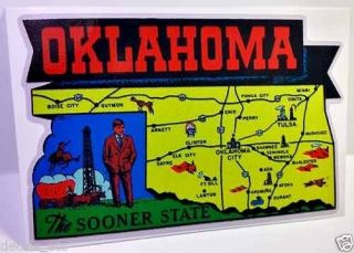 Oklahoma Vintage Style Travel Decal / Vinyl Sticker,  Luggage Label