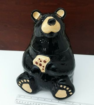 Large Big Sky Carvers Black Bear Cookie Jar By Jeff Fleming Made In Thailand 12 "