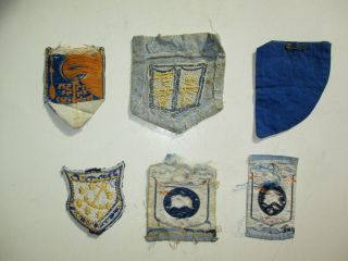 Six Rare Old 1920 ' s - 1960 ' s Embroidered Patch Badges Jewish Hebrew Israel Schools 2
