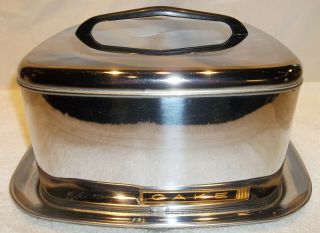 Vintage Mid Century Chrome Square Lincoln Beautyware Locking Cake Carrier EXLNT 2