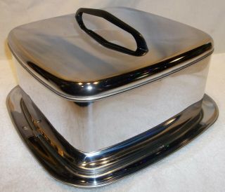 Vintage Mid Century Chrome Square Lincoln Beautyware Locking Cake Carrier EXLNT 3