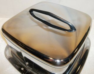 Vintage Mid Century Chrome Square Lincoln Beautyware Locking Cake Carrier EXLNT 6