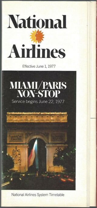 National Airlines System Timetable 6/1/77 [9071]
