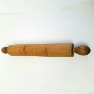 Vintage Mid Century Solid Wood Rolling Pin Knob Handles 17 Inches