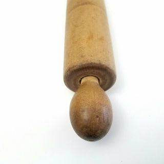 Vintage Mid Century Solid Wood Rolling Pin knob handles 17 inches 2