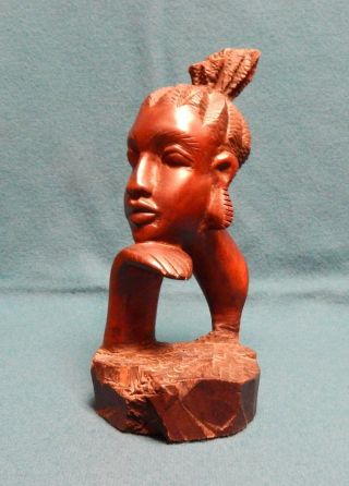 Carved Ebony Wood Portrait Of African Woman Hand Carved Sculpture Statue
