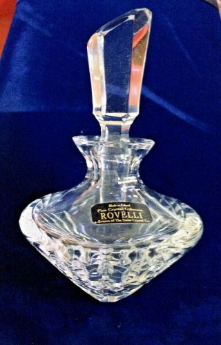 Vintage Rovelli Tilt Swiss Crystal Co Heavy Perfume Bottle,  In Poland 5 1/2 ”