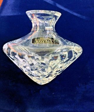 Vintage ROVELLI TILT SWISS CRYSTAL Co Heavy Perfume Bottle,  in Poland 5 1/2 ” 4