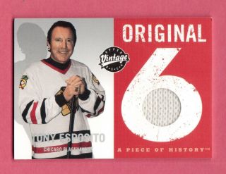 Tony Esposito Chicago Blackhawks 6 Piece Of History Jersey Hockey Card