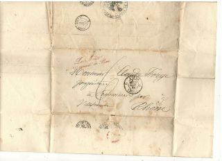 1860 Stampless Folded Letter,  Paris,  France,  Official Document