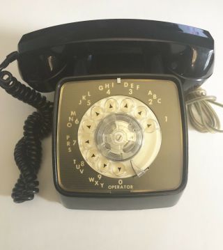 Vintage 1974 Gte Automatic Electric Black Rotary Dial Telephone -