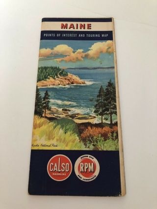Vintage Calso Gasoline/rpm Motor Oil Road Map - Maine