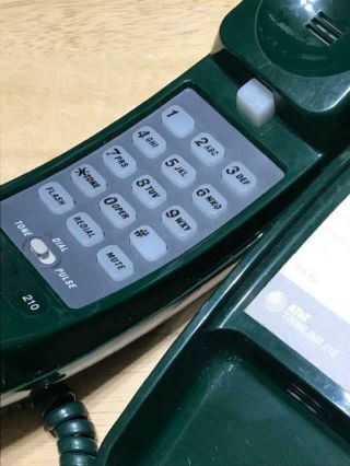 Vintage AT&T Trimline 210 Push Button Phone Green 3