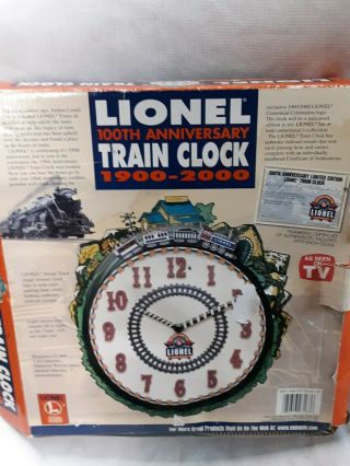 MIB Lionel 100th Anniversary Train Clock Revolving Train w/ 2