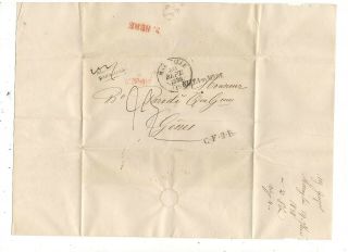 1838 Stampless Folded Letter,  Marseille,  France,  Cds