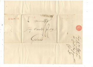 1822 Stampless Folded Letter,  Chambery,  France,  Stl Pm