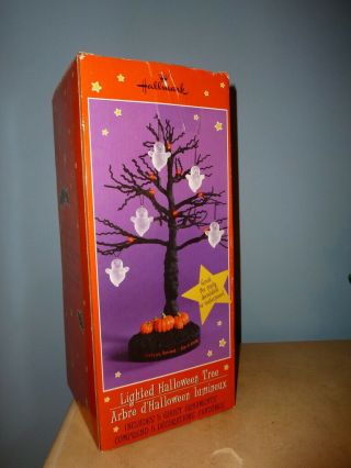 Hallmark Prop Lighted Halloween Tree With 5 Ghost Ornaments Box 13 "