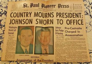 St.  Paul Pioneer Press - Nov 23,  1963 - Kennedy Assassination,  Johnson Sworn In