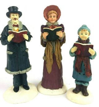 Set Of 3 Victorian Family Carolers Christmas Village Dickens Man Woman Boy 5.  5in