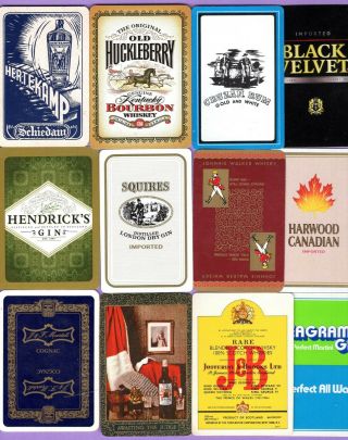 12 Single Swap Playing Cards Whiskey Gin Beer Scotch Cognac Etc Some Vintage