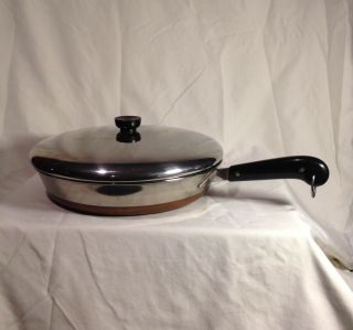 Vintage Large Double Circle Revere Ware 1801 Copper Clad Ss 12 Inch Skillet