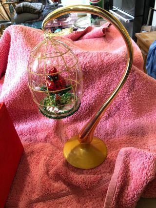 2008 Joan Rivers Gilded Cage Cardinal Birdcage Egg Ornament And Stand
