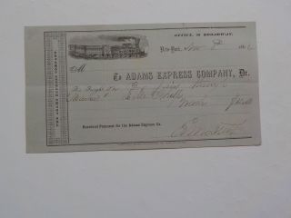 Antique Document 1862 Adam Express Company Railroad Illustration Civil War Era N