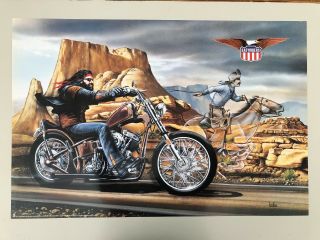 Easy Riders By David Mann,  Biker In A Chopper,  Rare Authentic Licensed 1997 Poster