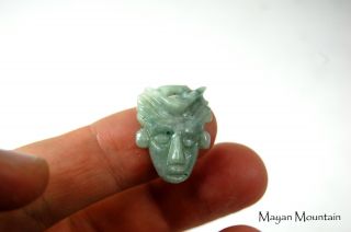 New: Mini Mayan Face Carving In Guatemalan Jadeite Jade Maya Warrior 03 Pendant