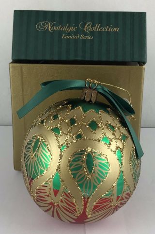Waterford Holiday Heirlooms Peacock Grande Ball 100290 8 " Ornament In Orig Box