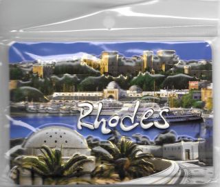 Greece Souvenir Fridge Magnet Rhodes Port 9.  5cm X 6.  5cm