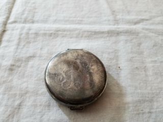 Vintage Silverplated Metal Hinged Pocket Purse Compact Mirror