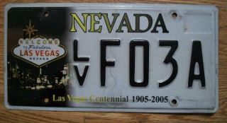 Single Nevada License Plate - 2005 - Lv F03a - Las Vegas Centennial