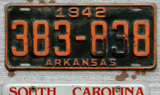 1942 Orange On Black Arkansas License Plate
