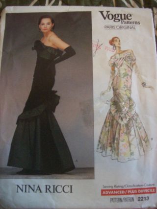 Vintage Vogue Paris Nina Ricci Mermaid Dress Pattern Size 6 - 8 - 10 2213
