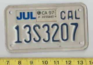 1997 California Motorcycle License Plate 13s3207