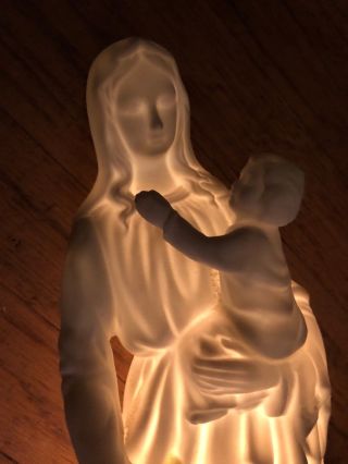 Rare Roman Inc.  A Touch Of Rose,  Mary Baby Jesus Figurine Christmas Lights Up