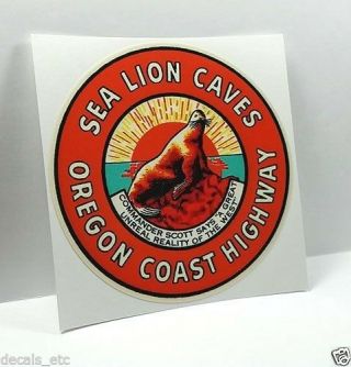 Sea Lion Caves Oregon Vintage Style Travel Decal,  Vinyl Sticker,  Luggage Label