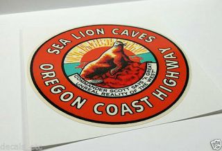 SEA LION CAVES OREGON Vintage Style Travel Decal,  Vinyl STICKER,  Luggage Label 2
