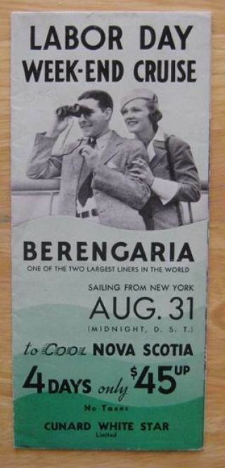Berengaria (cunard White Star) 1934 Brochure With Photos