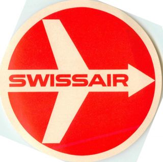 Swissair - Classic Old Airline Luggage Label With Logo,  C.  1955