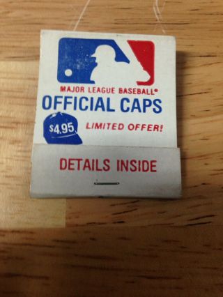 Vintage Official Baseball Caps Matchbook Matches Unstruck