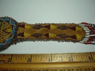 ANTIQUE NATIVE AMERICAN BEADED POUCH COIN BAG WATCH FOB ? OLD 3