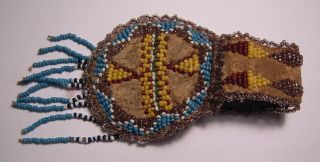 ANTIQUE NATIVE AMERICAN BEADED POUCH COIN BAG WATCH FOB ? OLD 7