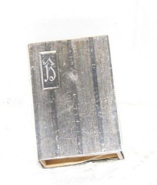 Antique Sterling Silver Engraved B Etched Match Box Holder Marked Sterling