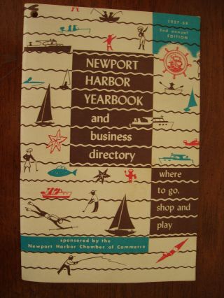 1957 Newport Harbor Yearbook Business Directory Phonebook Map Newport Beach Ca