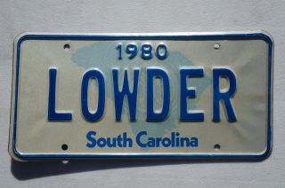 1980 South Carolina Vanity License Plate Lowder